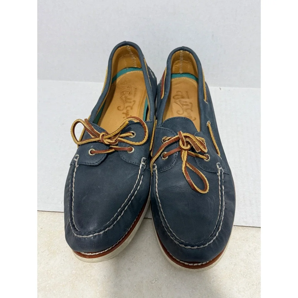 Sperry Gold Cup Authentic Original Mens 13M Navy Blue Leather Boat STS15803